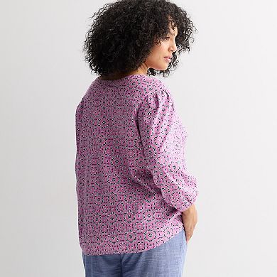Plus Size Croft & Barrow® Button Pintuck Top