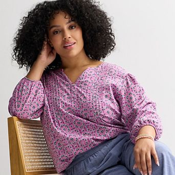 Plus Size Croft & Barrow® Button Pintuck Top