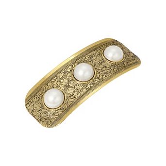 1928 Rectangle Simulated Pearl Hair Barrette
