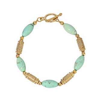 1928 Gold-Tone Simulated Turquoise Bracelet