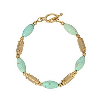 1928 Gold-Tone Simulated Turquoise Bracelet