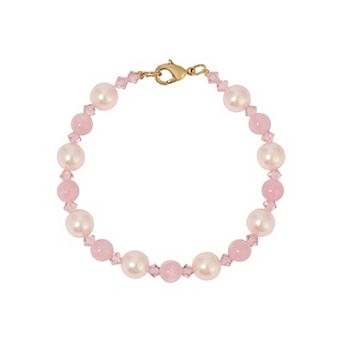 1928 Gold-Tone Pink Bead Bracelet