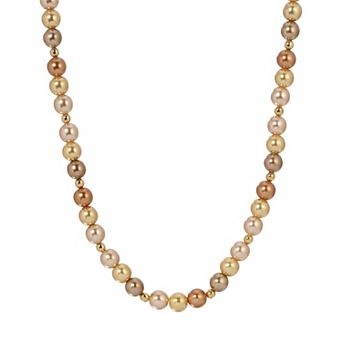 1928 Gold-Tone Multi Color Round Bead Necklace
