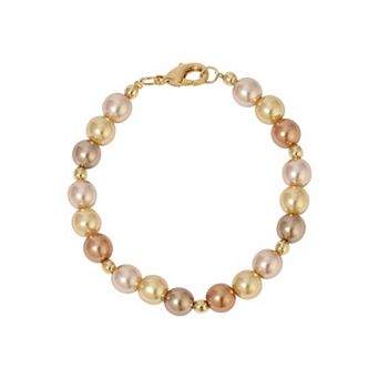 1928 Gold-Tone Multi Color Round Bead Bracelet