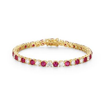 Classic Treasures 18k Gold Over Sterling Silver Lab-Created Ruby And Moissanite Tennis Bracelet