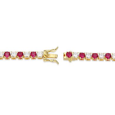 Classic Treasures 18k Gold Over Sterling Silver Lab-Created Ruby And Moissanite Tennis Bracelet