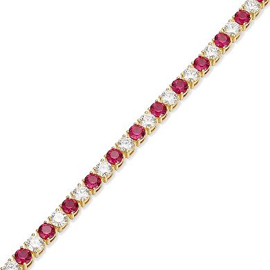 Classic Treasures 18k Gold Over Sterling Silver Lab-Created Ruby And Moissanite Tennis Bracelet