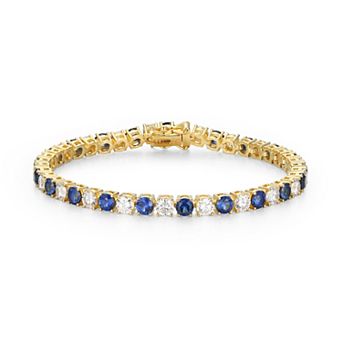 Classic Treasures 18k Gold Over Sterling Silver Lab-Created Sapphire & Moissanite Tennis Bracelet