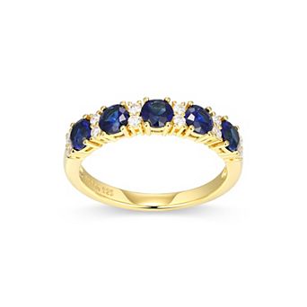 Classic Treasures 18k Gold Over Sterling Silver Lab-Created Sapphire & Moissanite Ring