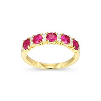 Classic Treasures 18K Gold Over Sterling Silver Lab-Created Ruby And Moissanite Ring