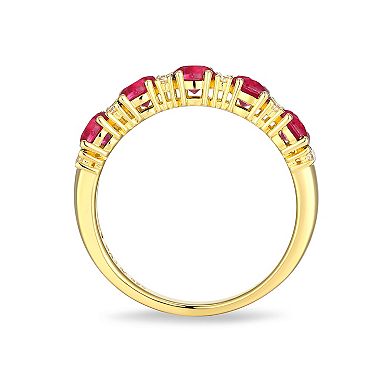 Classic Treasures 18K Gold Over Sterling Silver Lab-Created Ruby And Moissanite Ring