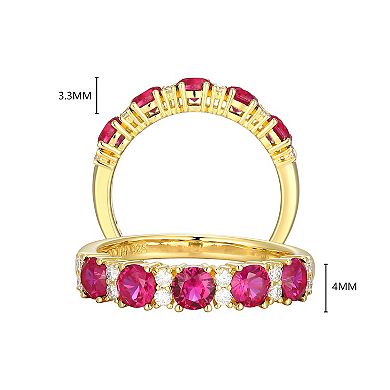 Classic Treasures 18K Gold Over Sterling Silver Lab-Created Ruby And Moissanite Ring