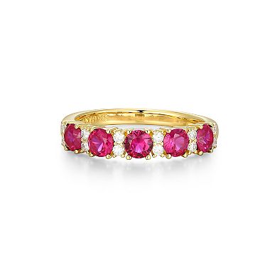Classic Treasures 18K Gold Over Sterling Silver Lab-Created Ruby And Moissanite Ring