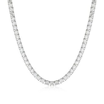 Classic Treasures Sterling Silver Lab-Created Round Moissanite Necklace