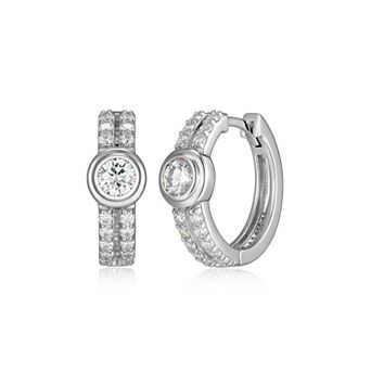 Classic Treasures Sterling Silver Lab-Created Moissanite Hoop Earrings