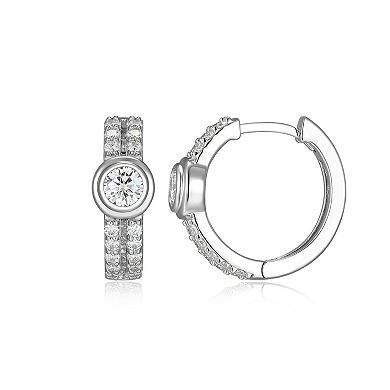 Classic Treasures Sterling Silver Lab-Created Moissanite Hoop Earrings