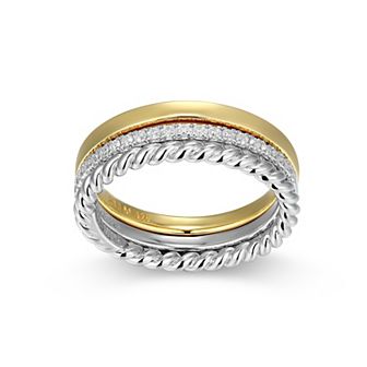 Classic Treasures Two Tone Sterling Silver Lab-Created Moissanite Stack Ring
