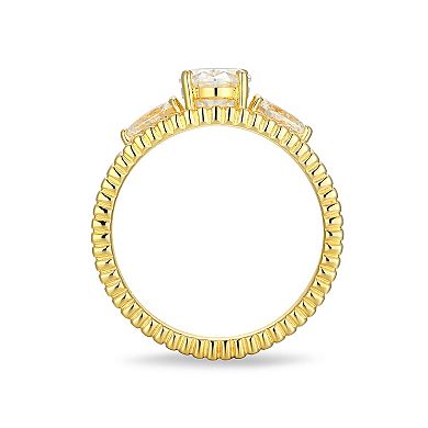 Classic Treasures Gold Over Sterling Silver Oval Cut Lab-Created Moissanite Ring