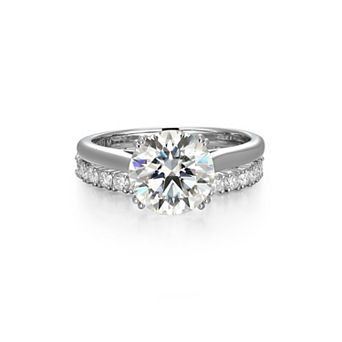 Classic Treasures Sterling Silver Lab-Created Moissanite Engagement Ring Set