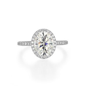 Classic Treasures Sterling Silver Oval Cut Lab-Created Moissanite Ring
