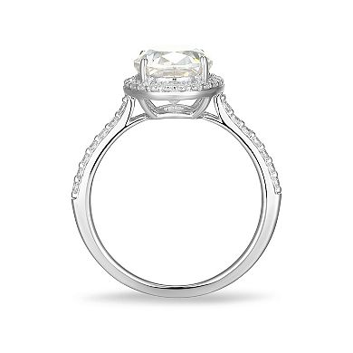 Classic Treasures Sterling Silver Oval Cut Lab-Created Moissanite Ring