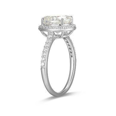 Classic Treasures Sterling Silver Oval Cut Lab-Created Moissanite Ring