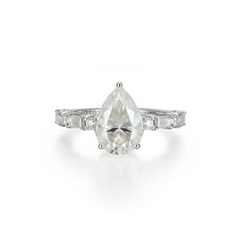 Classic Treasures Sterling Silver Princess Cut Lab-Created Moissanite Ring