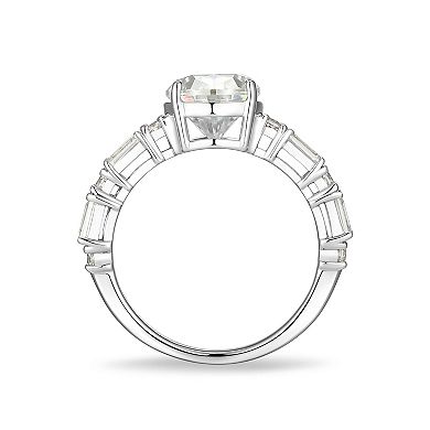 Classic Treasures Sterling Silver Princess Cut Lab-Created Moissanite Ring