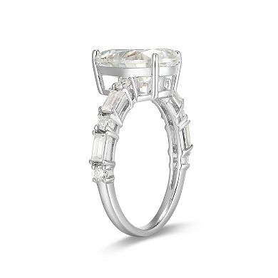 Classic Treasures Sterling Silver Princess Cut Lab-Created Moissanite Ring
