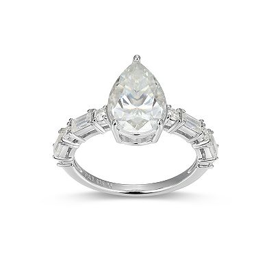 Classic Treasures Sterling Silver Princess Cut Lab-Created Moissanite Ring