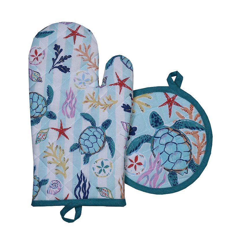 Celebrate Together™ Summer 2-pc. Sea Life Oven Mitt & Pot Holder Set, Blue