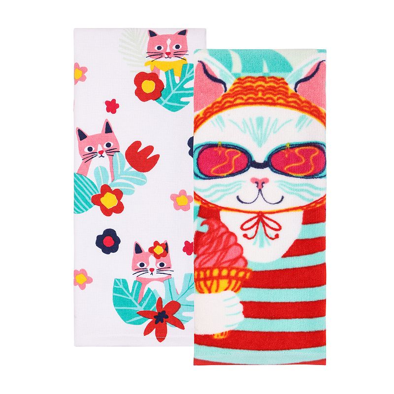 Celebrate Together™ Summer 2-pk. Swim Cat Kitchen Towels, Blue