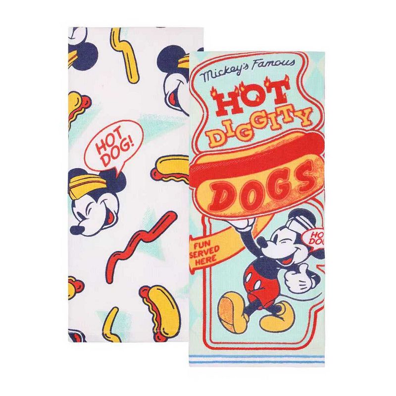 Celebrate Together™ Summer 2-Pack Mickey Hot Dogs Kitchen Towels, Blue