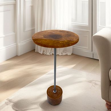 Carolina Chair & Table Pedestal Accent Table with Round Top and Metal Base