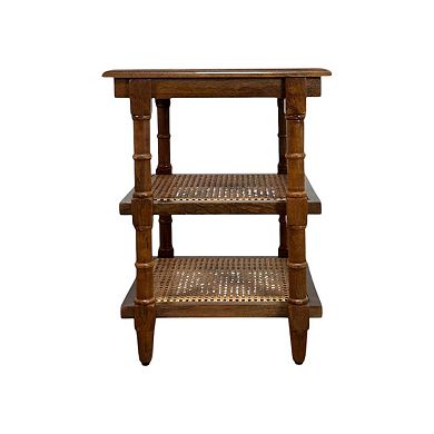 Carolina Chair & Table Wood & Cane 3 Shelf Side Table