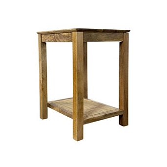 Carolina Chair & Table Wood & Cane Round End Table
