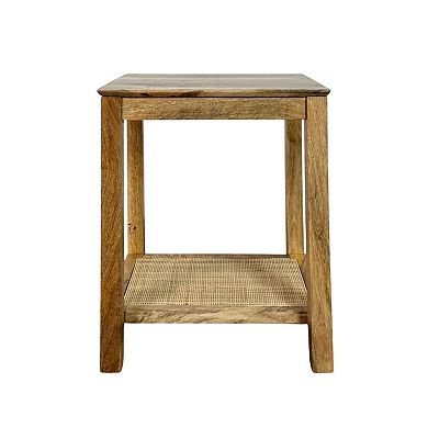 Carolina Chair & Table Wood & Cane Round End Table