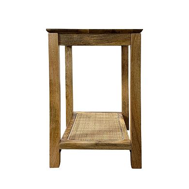 Carolina Chair & Table Wood & Cane Round End Table