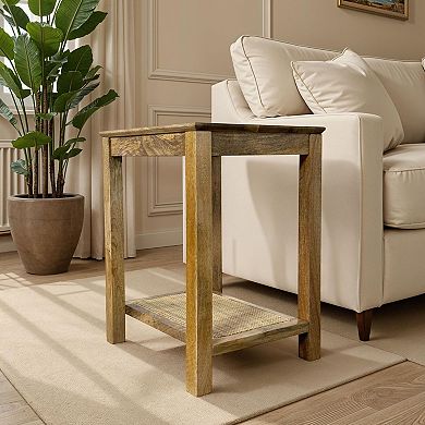 Carolina Chair & Table Wood & Cane Round End Table