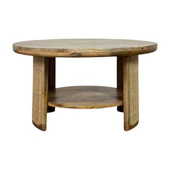 Carolina Chair & Table Cane Base & Shelf Drum Round Coffee Table