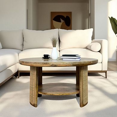 Carolina Chair & Table Cane Base & Shelf Drum Round Coffee Table