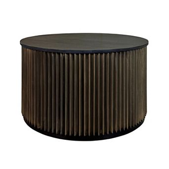 Carolina Chair & Table Brass Groove Wood Top Round Coffee Table