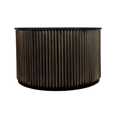 Carolina Chair & Table Brass Groove Wood Top Round Coffee Table