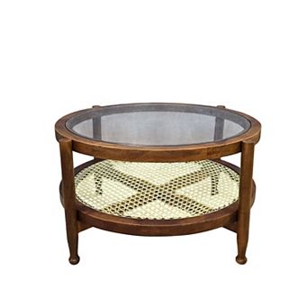 Carolina Chair & Table Glass Top & Cane Bottom Coffee Table
