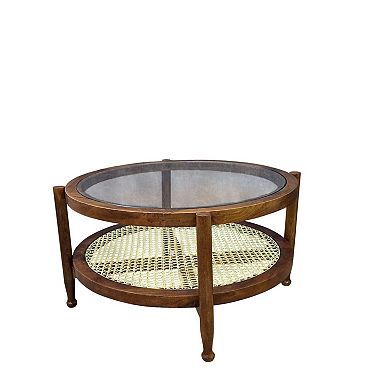 Carolina Chair & Table Glass Top & Cane Bottom Coffee Table
