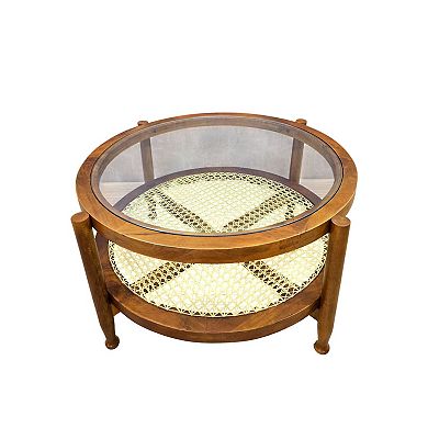 Carolina Chair & Table Glass Top & Cane Bottom Coffee Table