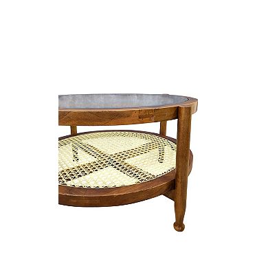 Carolina Chair & Table Glass Top & Cane Bottom Coffee Table