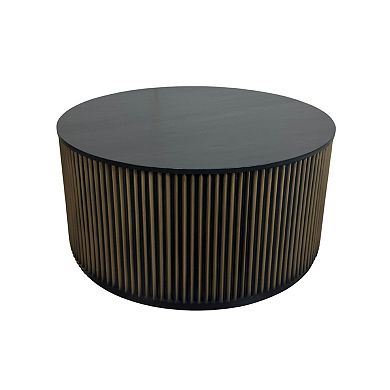 Carolina Chair & Table Brass Groove Round Coffee Table