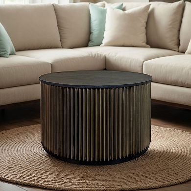 Carolina Chair & Table Brass Groove Round Coffee Table
