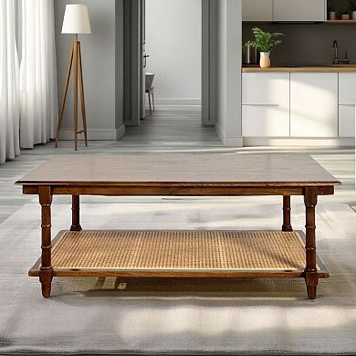 Carolina Chair & Table Chesterfield Wood & Cane Coffee Table